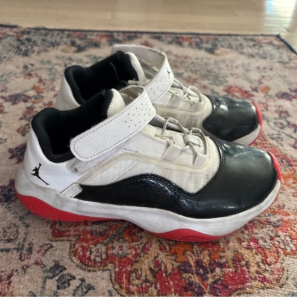 Jordan Kids Black White and Red Sneakers